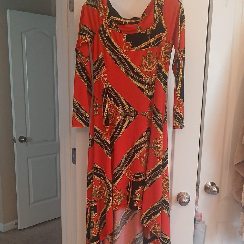 Milano Vibrant Red and Black Asymmetrical Dress